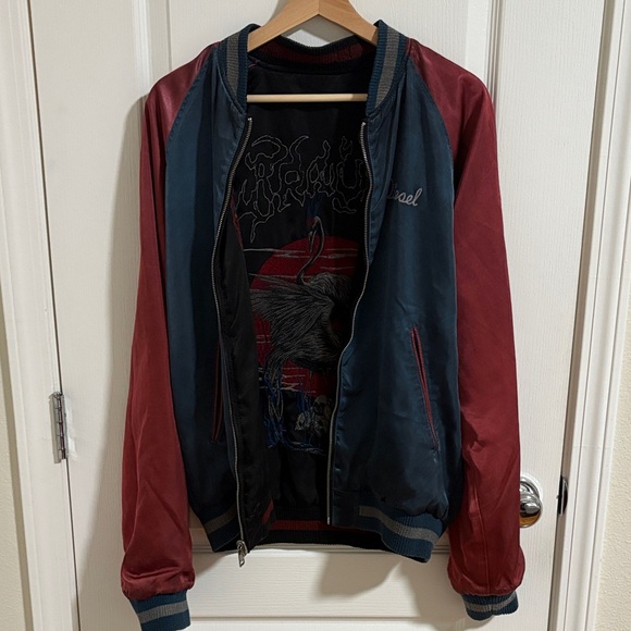 Black Bomber Jacket with Embroidered Design - Picture 7 of 8